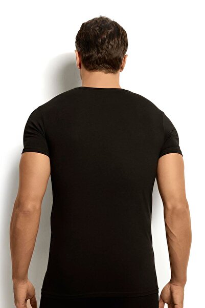 Jiber Men's Black Modal Cotton Crew Neck 2-Piece Undershirt 251