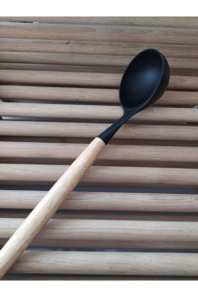 ncy Fireproof Non-Stick Wooden Handle Silicone Scoop