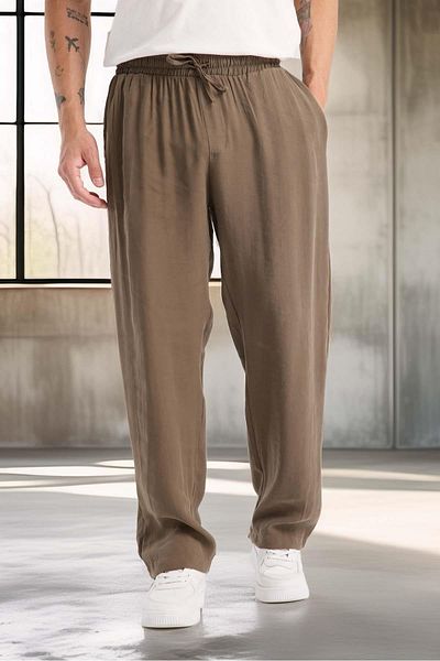 Valiberta Modal Fabric Comfortable Fit Straight Leg Jogger Men's Trousers - Mink