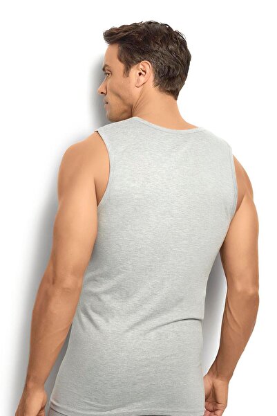 Jiber Men's Gray Melange Cotton V-Neck Undershirt 115