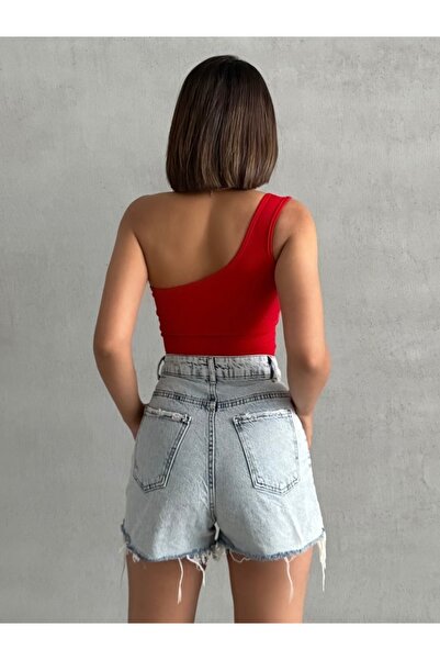 The Base Top crop roșu cu un singur umăr pentru femei