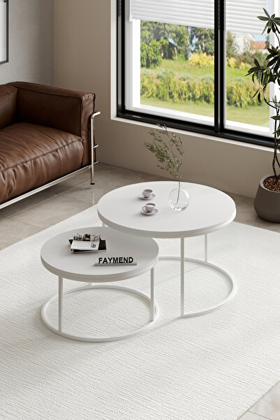 FAYMEND PRİME 2'li Orta Sehpa 'Beyaz' 70x58