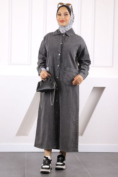 İmajButik Τζιν καπέλο με κουμπιά από ανθρακί