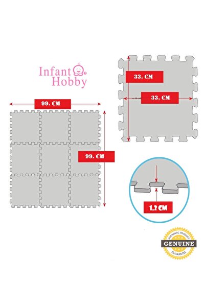 İnfant Hobby Infant Hooby Premium Puzzle Karo Tatami Oyun Matı (9 ADET 90X90X12MM)