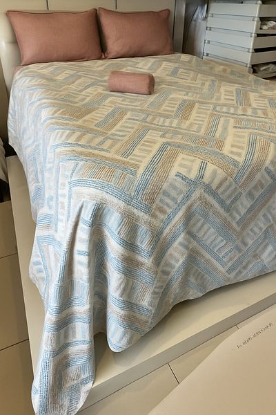 ŞENER HOME Meander Patterned Sheet Elastic Double Pique Set