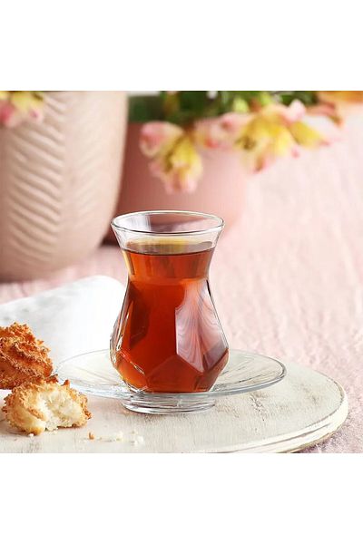 LAV Set of 6 glasses with 6 saucers 165ml LAV Alya model for tea, coffee, espresso