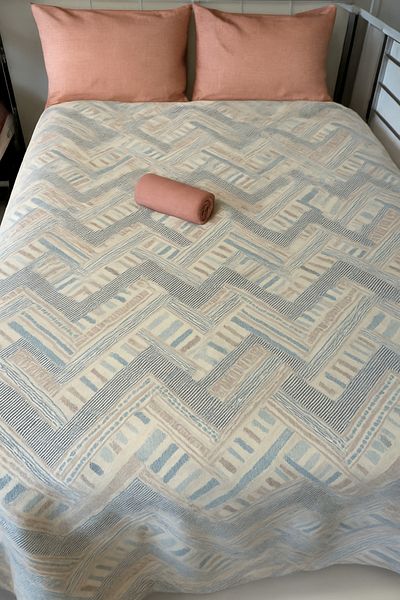 ŞENER HOME Meander Patterned Sheet Elastic Double Pique Set