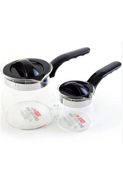 T-Design Set of 2 Glass Coffee Pot & Milk Jug ●   Borosilicate ●   Suitable for Fever Contact ●   800ml - 300ml