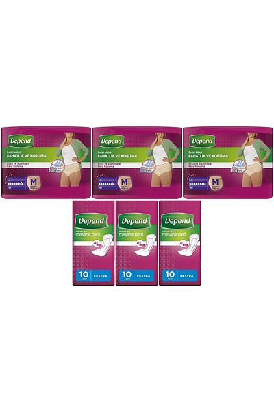 Depend Absorbent Panties Maternity Pad M- Medium - Women (10 Lu) Bladder Pad Women Extra (10 Lu) Set of 6