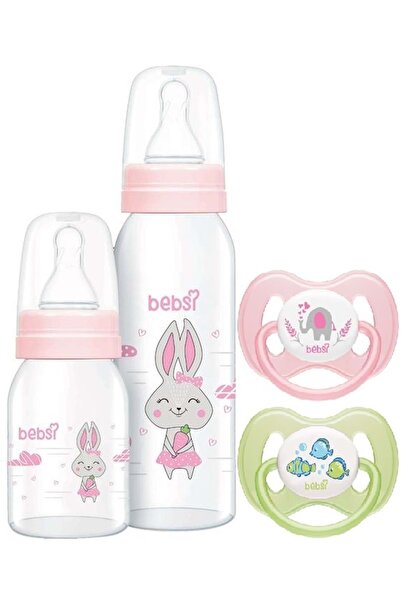 Bebsi Cam Biberon Seti Pembe (250ML+125ML)+Emzik Ortodontik Damaklı Kelebek N...