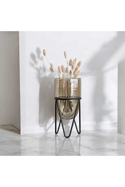 Warm Design Dekoratif Metal Standlı Cam Sütun Mumluk