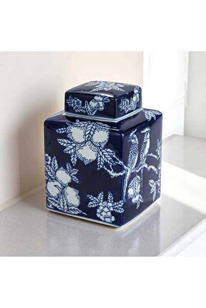 Warm Design Patterned Blue and White Tile Vase and Jar