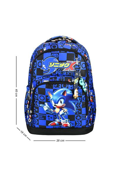 Bodmar Çanta Since 2023 Sonic 2 Blue Triple Boy Elementary School School Bag Set (Bag Thermal Lunch Bag Pen Holder)