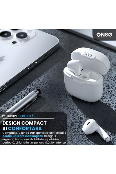 design xo Căști intraauriculare Bluetooth Xo X23, albe