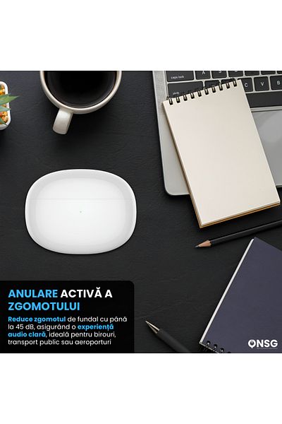 Xiaomi Căști Bluetooth Buds 3, Anc 45db, sunet Hi-Fi, IP55, autonomie baterie 32h, albe