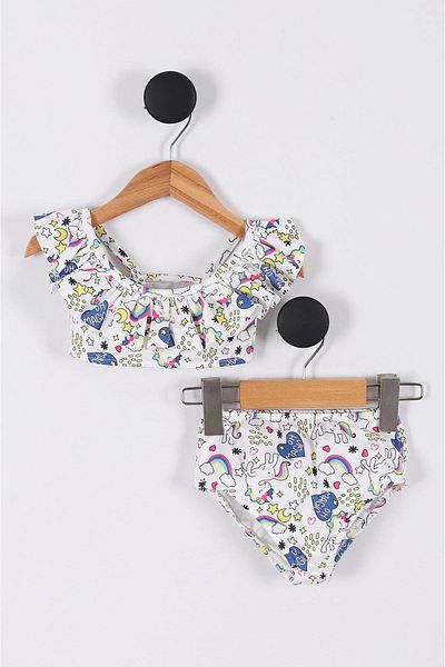 Minigimin Cicileri My Little One's Cicileri 2-Piece Patterned Girl's Bikini Swimsuit - Multicolor