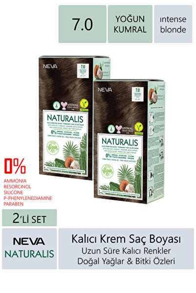 NEVA KOZMETİK Naturalis Saç Boyası 7.0 Yoğun Kumral %100 Vegan 2'li Set