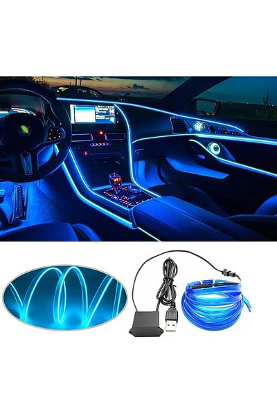 Choice 5m Blue Led Car Interior Decoration Light El Wiring Neon Strip For Auto Diy Flexible Ambien