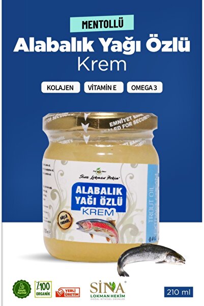 SİNA LOKMAN HEKİM Alabalık Yağı Özlü Krem ( Kutusuz Cam Kavanoz 210 ml ) Mentol Kokulu %100 Etkili Güçlü Formül