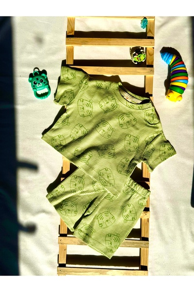 HEPSİ BEBEK طقم شورت قماش وافل صيفي للأطفال مكون من قطعتين - طقم صيفي للأطفال