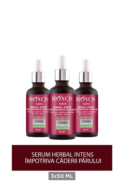 Bioxcin Forte Anticăderea părului intensiv - Ser din plante 3x50ml