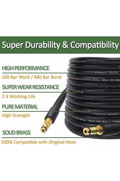 BEAR FORCE 10m Car Washer Hose Pipe Cord Pressure Washer Water Cleaning Extension Hose Water Hose For Kar