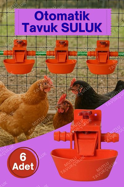 MUTLU TAVUKÇULUK Automatic Smart Chicken Chick Waterer 6 Pieces Waterer Turkey Duck Quail Pigeon Egg