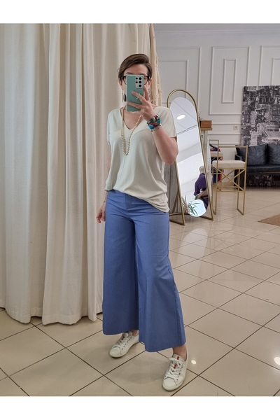 pudubutik Gabardine Palazzo Trousers Blue