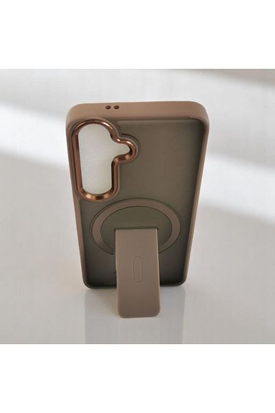 Gtech Husa Flickstand Magsafe, Compatibila Cu Samsung Galaxy S24 Fe, Tpu Policarbonat, Frosted, Maro