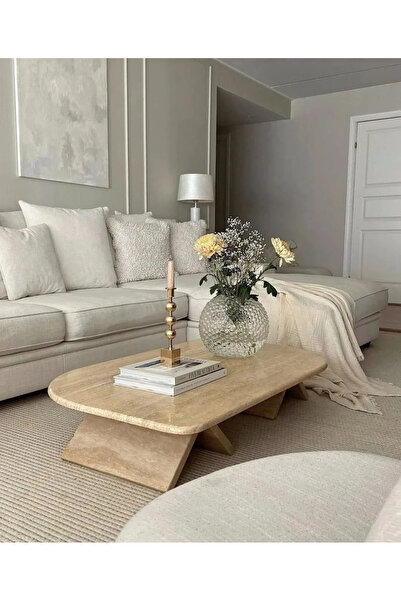 Dekoratif Traverten Lüks Orta Sehpa