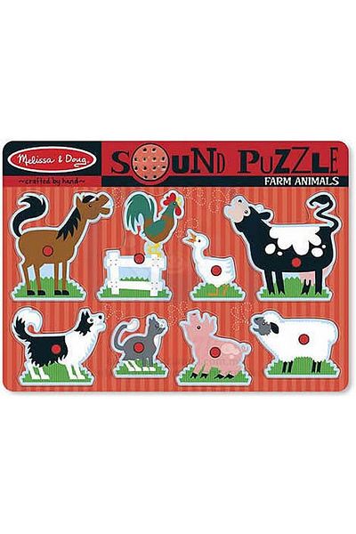Melissa & Doug Wooden Sound Puzzle (Color)-Farm Animals