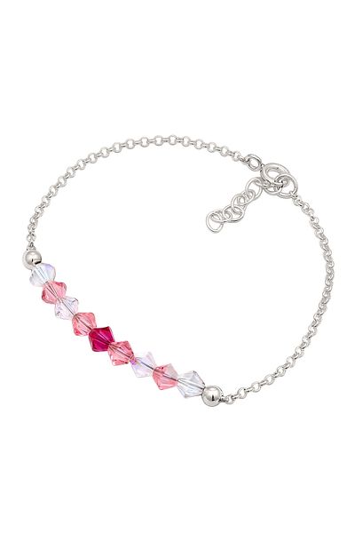 ELLI Bracelet Children's Beads Pink With Crystals In 925 Sterling Silver