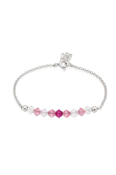 ELLI Bracelet Children's Beads Pink With Crystals In 925 Sterling Silver