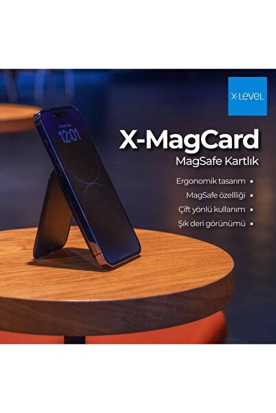 X-Level Magsafe Uyumlu Deri Iphone Kartlık Ve Manyetik Stand -apple Iphone 12 13 14 15 16 (XMC2500)