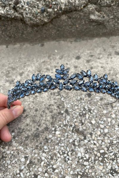 Hobigram Alejandro Navy Blue Bridal Henna Crown Special Occasion Accessory Women's Crown Hair Accessory