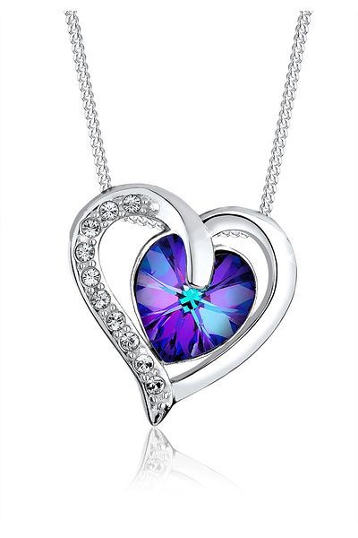 ELLI Halskette Damen Herz mit Kristallen in 925 Sterling Silber