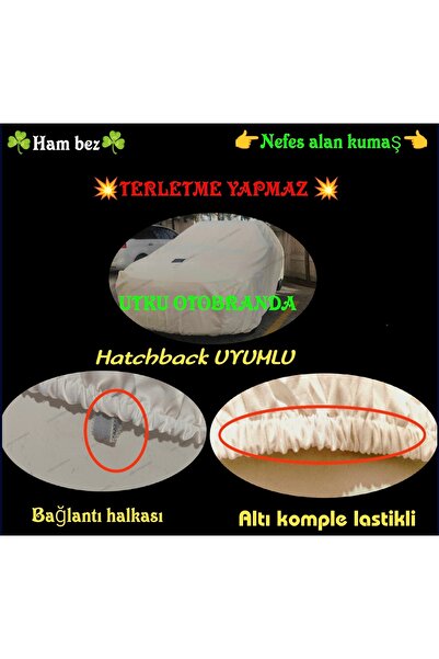 Utku otobranda Ferhan gün (Hatchback UYUMLU) Ham Bez Pamuklu araç Brandası Ot...