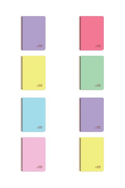 KESKİN COLOR Pastel Show (PACHET DE 8) A4 72 de coli 4 carouri 4 linii Coperți din plastic Caiet cu spirală