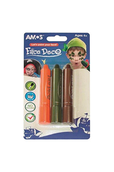 Amos Yüz Boyası 3 Lü Blister (YEŞİL-TURUNCU-KAHVE) (FD5B3B)