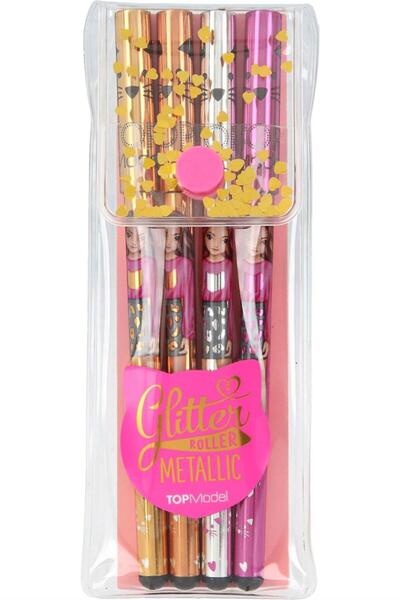 Top Model Simli Metalik Kalem