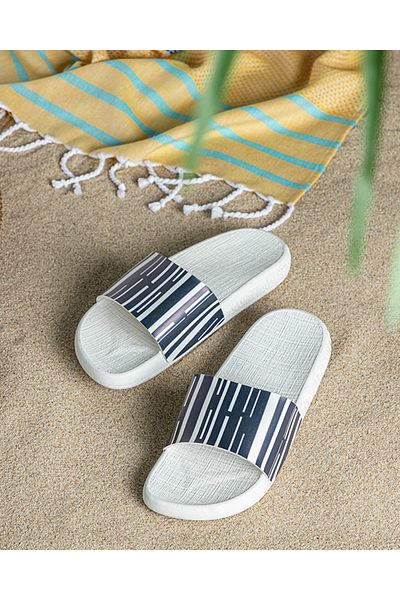English Home Γυναικείες παντόφλες παραλίας Navy Blue Marine Stripe