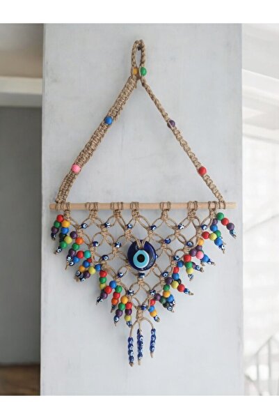 Grimsi Nazar Boncuklu Üçgen Üzerlik Kapı Duvar Süsü