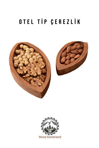Ahşap 2'li Kayık Çerezlik Tabağı & Sosluk Tabağı