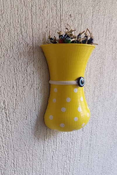 Grimsi Puantiyeli Renkli Boncuklu Yarım Saksı Duvar Balkon Kapı Süsü