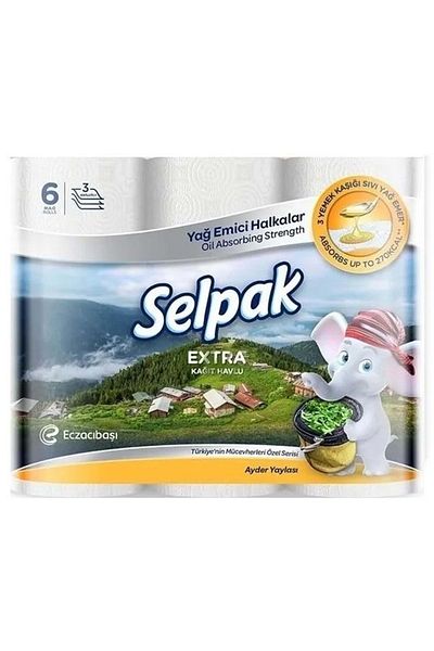 Selpak 3 Ply Paper Towel 6 Pack Extra
