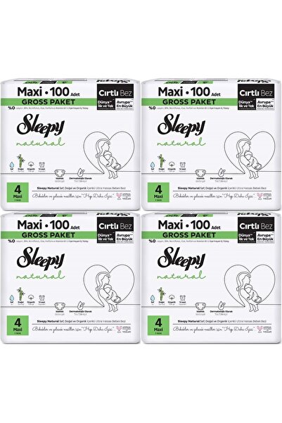 Sleepy Bebek Bezi Natural Beden:4 (7-14KG) Maxi 400 Adet Avataj Ultra Pk