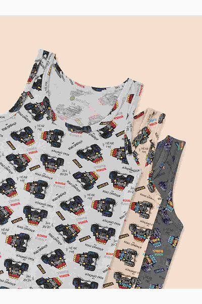 natuline Tricou pentru băiat din bumbac organic Lycra Car Printed Pachet 6