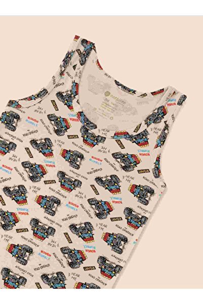 natuline Boy's Organic Cotton Lycra Undershirt Car Printed 6 Pack