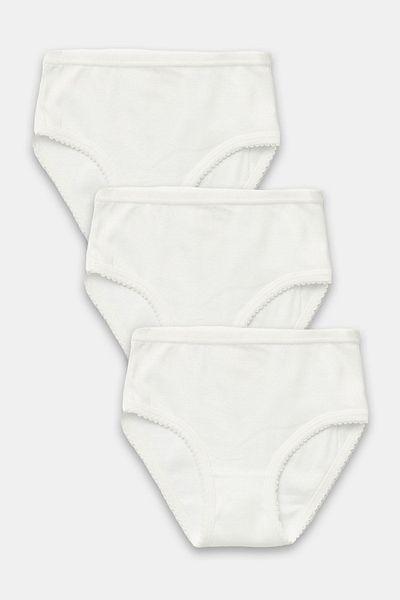 natuline Girl's White Cotton Panties 3-Piece