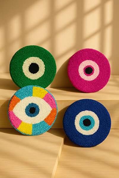 Sima Evil Eye Colorful Patterned Coasters Presentation Table Decoration Set
